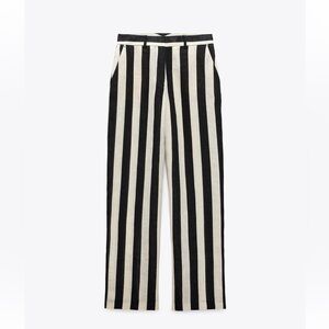 Zara striped leg linen pant size large